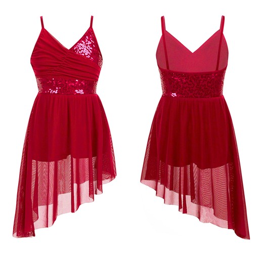 Kids Girls Sequined Latin Dance Costume Lyrical Dress Ballet Leotard AU - Picture 41 of 59