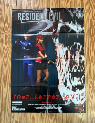 Resident Evil 2 Leon & Claire Redfield Capcom PS1 Vintage seltenes Poster 81x57