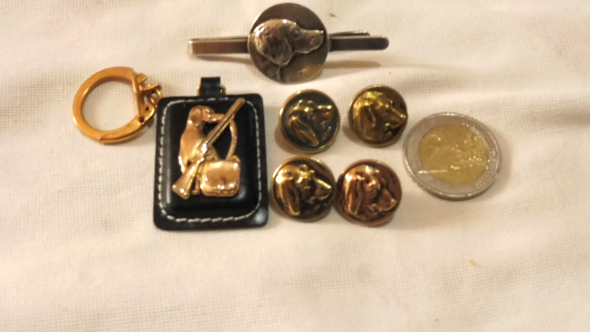 Ancien Bouton Laiton Doré 20mm - Chasse, Enfant, Chien - France