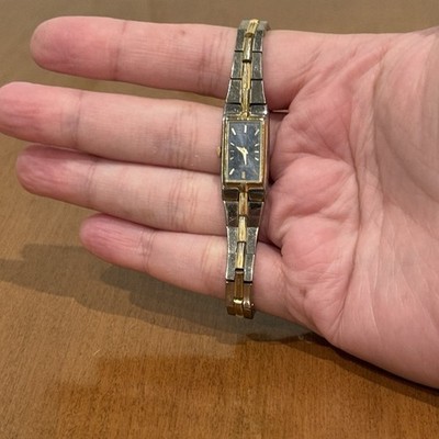 Vintage Two Tone SEIKO Rectangular Womens Wrist Watch 2E20-7479 RO