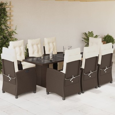 Garten Essgruppe mit Kissen Essgarnitur Gartengarnitur Poly Rattan vidaXL