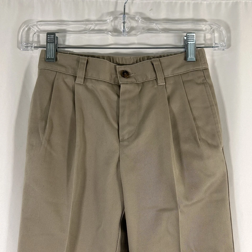 Pantalones de vestir Brooks Brothers niños 4 caqui marrón botón cremallera 100 % algodón Foto 2 de 4