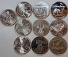 Lot of 10 - 1 Troy oz Silver Round .999 Fine Various See Pictures For Details