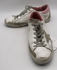 Golden Goose Women White Pink Leather Lace Up Low-Top Sneakers sz 39