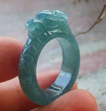 Video Certified Icy Green Natural A JADE Jadeite Dragon RING USA. 8    708359