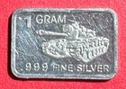 Vintage "Army Tank" .999 FINE SILVER Mini Bar! 1 Gram!
