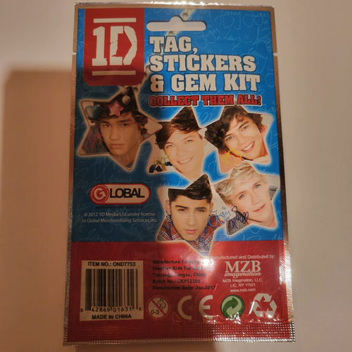 One Direction Necklace Chain Tag Kit Merchandise 1D Fan Stickers Gem Set 2012 - Picture 3 of 3