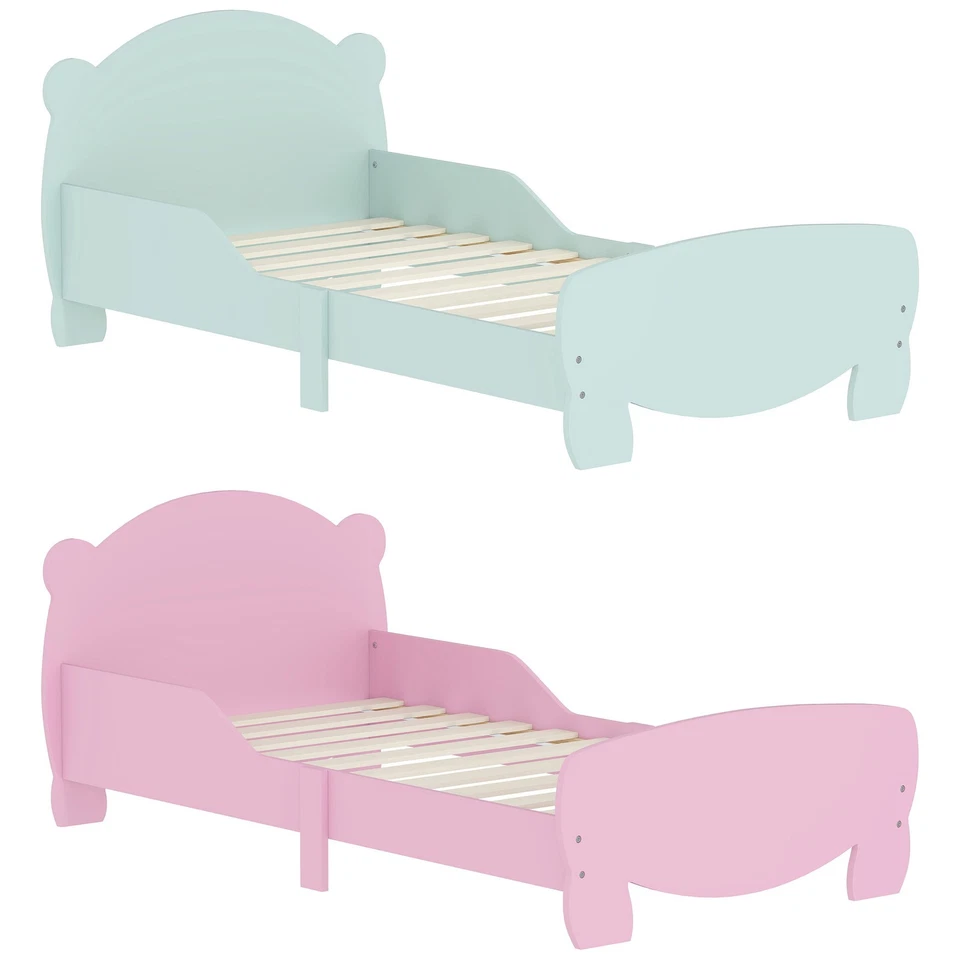 AIYAPLAY Lettino per Bambini con Testiera e Pediera a Orso e 2 Sponde