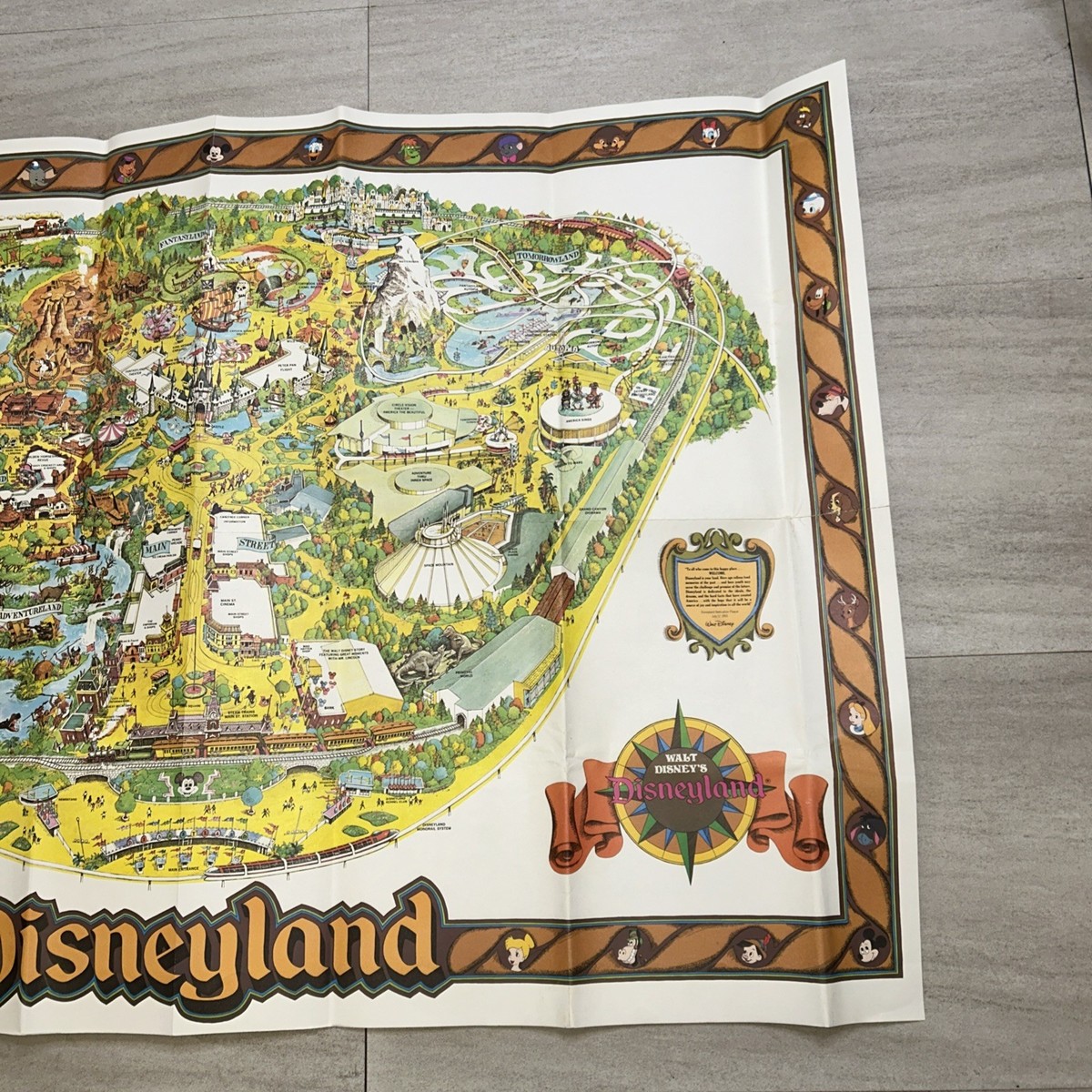 アメリカ・ディズニーランド・1979年版・巨大マップポスター・USA・アナハイム Vintage 1979 Disneyland Map Poster Walt Disney Theme Park Big