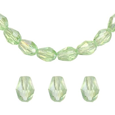 100pcs Teardrop Crystal Glass Beads, 6x8mm Teardrop Beads, Shiny Light Green