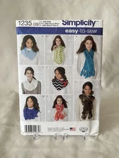 Simplicity 1235 Scarves Cowls Neckwear Floral Tassels Ruffle Sewing Pattern Osz