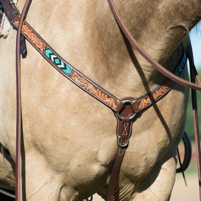 Weaver Equine Turquoise Cross Beaded Straight Horse Breast Collar, New Sealed
