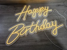 Happy Birthday Warm White Integrative Neon Sign for Any Age Birthday Party