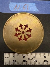 (N61) Antique French Mantel Clock Pierced Brass Back Door 4"