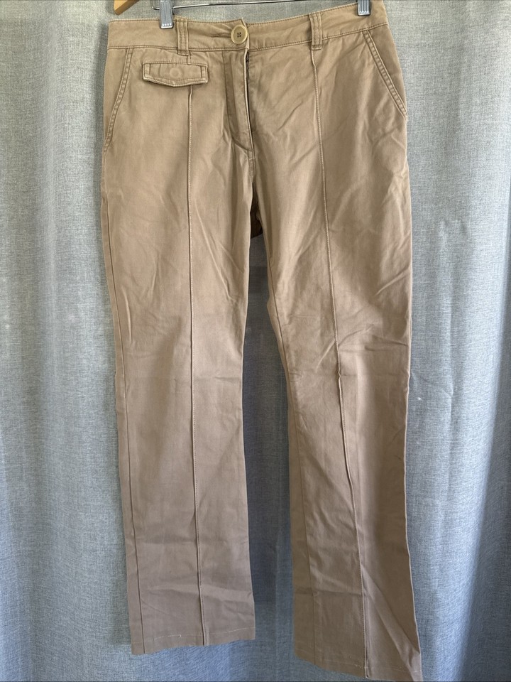 Country Road Ladies Tan Stretch Chino Pants. Front Seam. Feature Pockets Sz 8