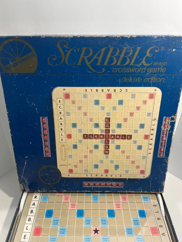 Tocadiscos Scrabble Edición Deluxe ~ 1982 ~ Selchow & Righter EE. UU. ~ GUC Foto 2 de 4