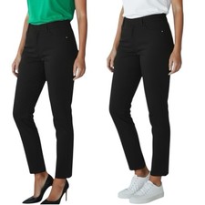 Betabrand Ponte Women  s Dress Yoga Black Pants Straight Leg Sz L