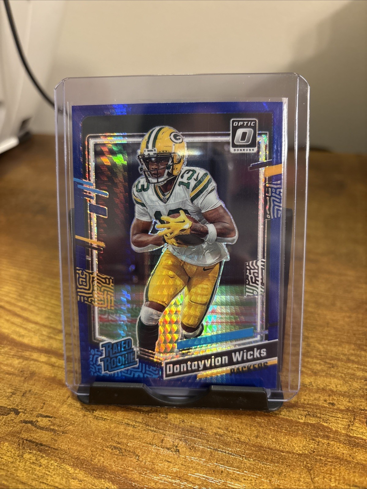 2023 Panini Donruss Optic Rated Rookie Dontayvion Wicks #249 Blue Hyper (RC)