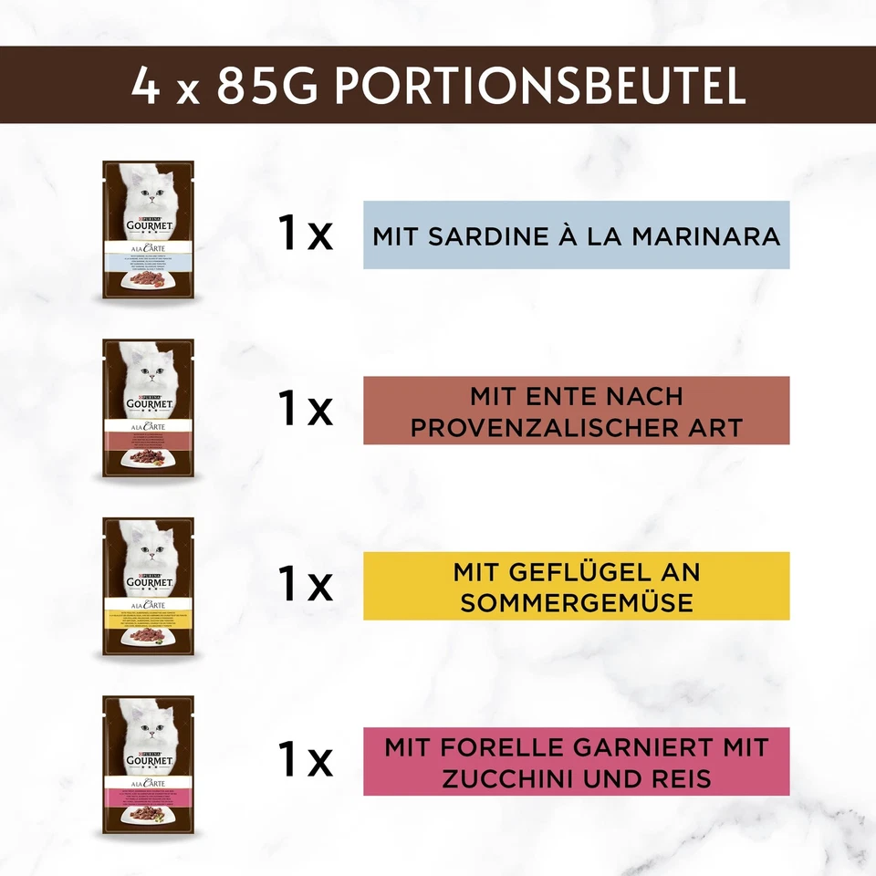 A la Carte Katzenfutter nass, Sorten-Mix, 12er Pack 12 x 4 Beutel à 85g - Bild 2 von 4