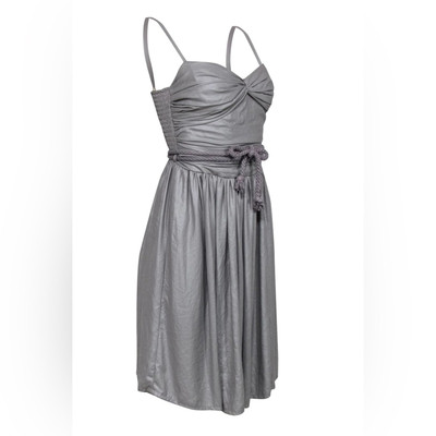Nanushka Sleeveless Drape Mini Dress Size XS Gray Smocked Twist Front Gathered