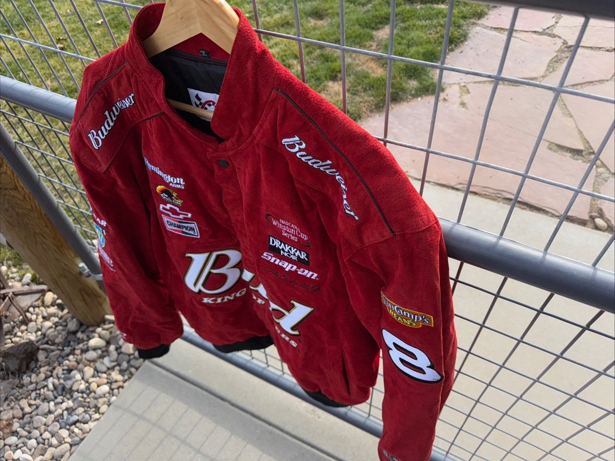 Dale Earnhardt Jr. Red Suede Leather Jacket VTG Bud JH Chase