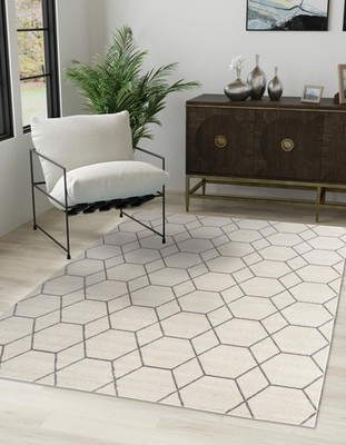 UNIQUE LOOM TRELLIS FRIEZE AREA RUG - GEOMETRIC (5' 1'' X 8', - Scratch & Dent