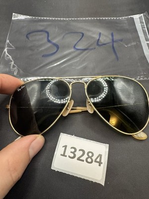 Vintage B&L Ray Ban Aviator Sunglasses BL Etched Lenses Size 58-14