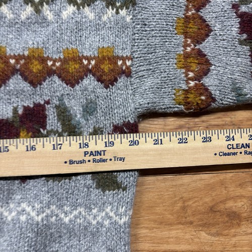 Womens LL Bean Vintage Sweater Gray Floral Flowers Crewneck Knitted Size Medium - Picture 5 of 5