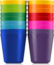 Kids Cups - Set of 18 Plastic Toddler Drinking Cups, 8 Ounce Tumblers in 9 Assor