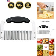 Crinkle-Cut Wave Slicer French Fry Vegetable Cutter, Stainless Steel Blade, F...