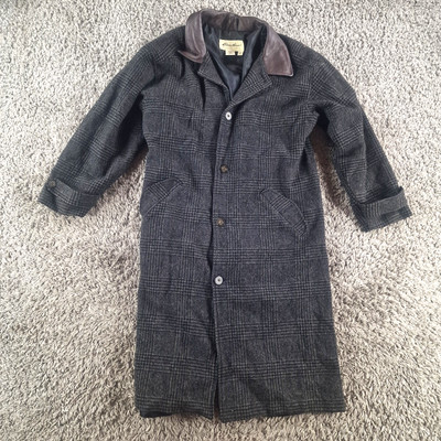 Eddie Bauer Mantel Herren mittellang Tweed Sakko Lederkragen Staubwedel