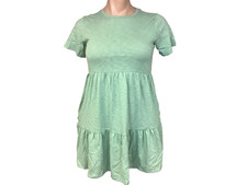 NWT Gap Ladies Size Medium Short Sleeve Granite Green Tiered Dress