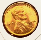 1936-P Lincoln Wheat Cent Penny GEM RED BU From an Original Bank Roll