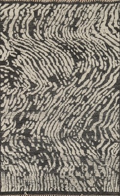 Black/ Ivory Moroccan Area Rug 6x9 Handmade Abstract Pattern with Modern style