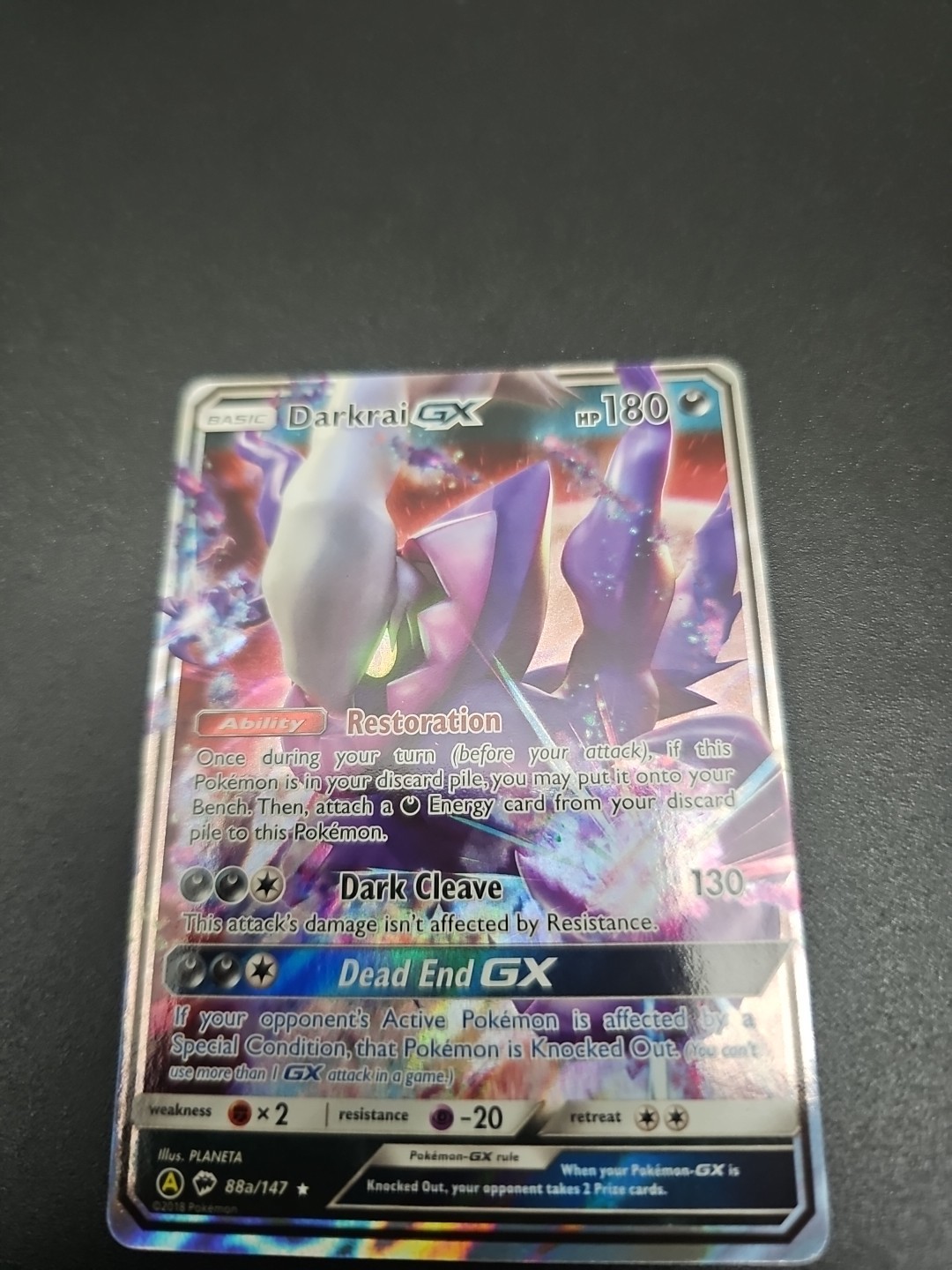 Pokémon Darkrai GX Holo Promo Card Burning Shadows Series 88a/147 NM