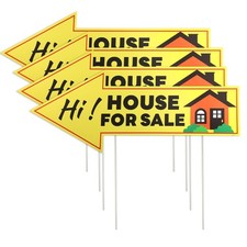 4pcs House for Sale Sign, 31.5x13 Inch Estate Sale Signs Kit Yellow Double Si...