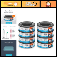 Diaper Genie Refill 8-Pack Holds 2560 Newborn Diapers Unscented Film, Compat