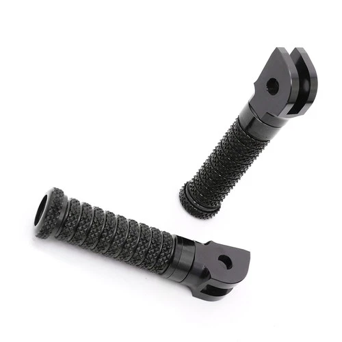 RRING Black Grip Front Foot Pegs For Kawasaki ZX-10R 04 05 06 07 08 09 10