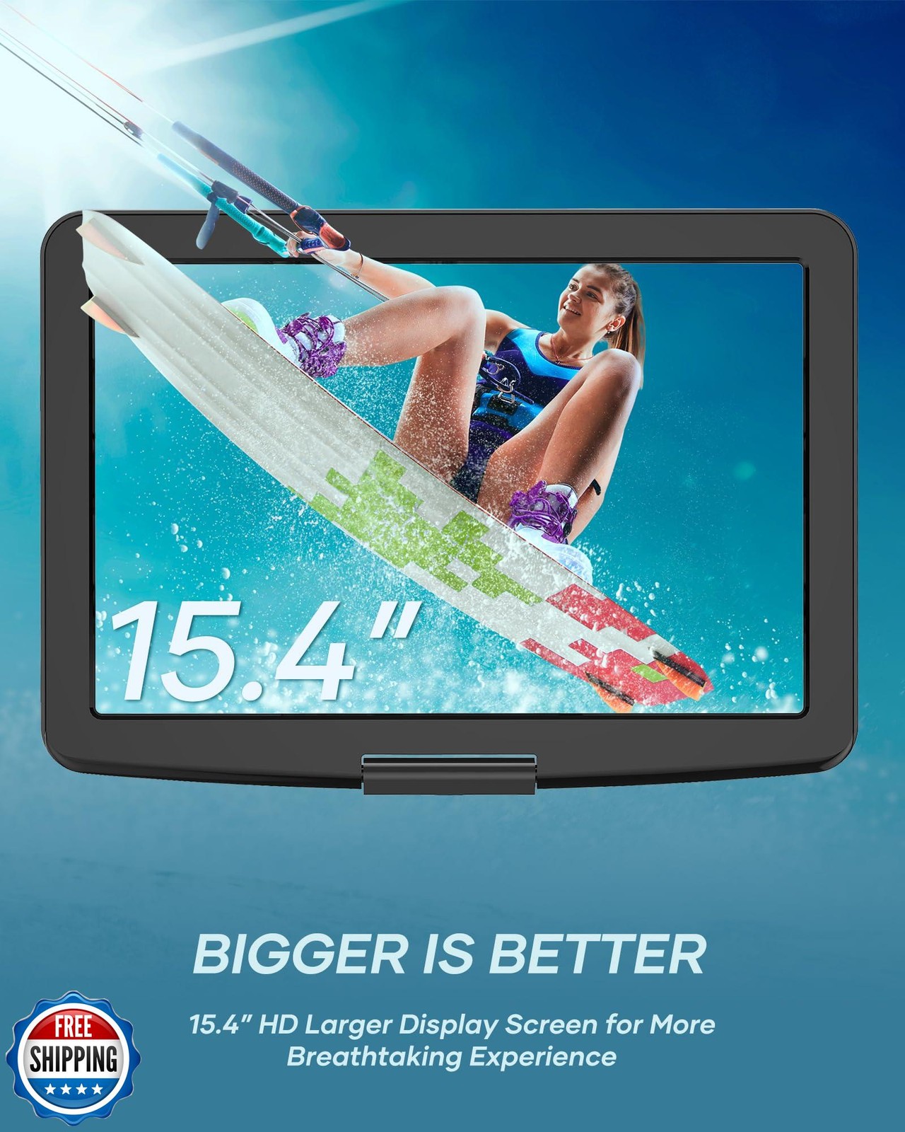 WONNIE 17.9" Large Portable DVD/CD Player with 6 Hrs 5000mAH Rechargeable Bat