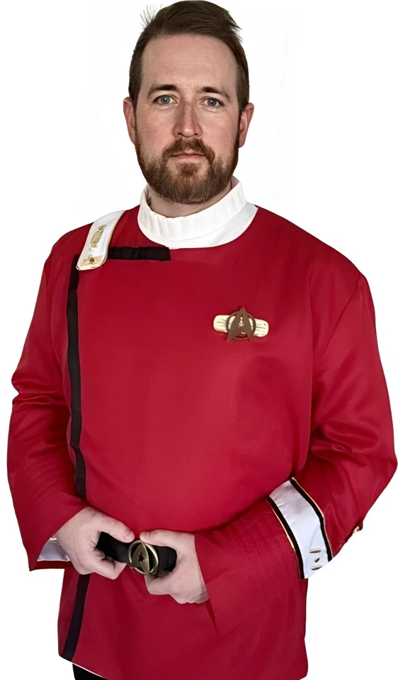 CINTURÓN DE CUERO TWOK Star Trek Disfraz Dorado Uniforme Foto 3 de 4