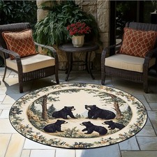 Round Bear Pattern Area Mat 1pc HKStorage Round Bear Pattern Area Mat, Polyest