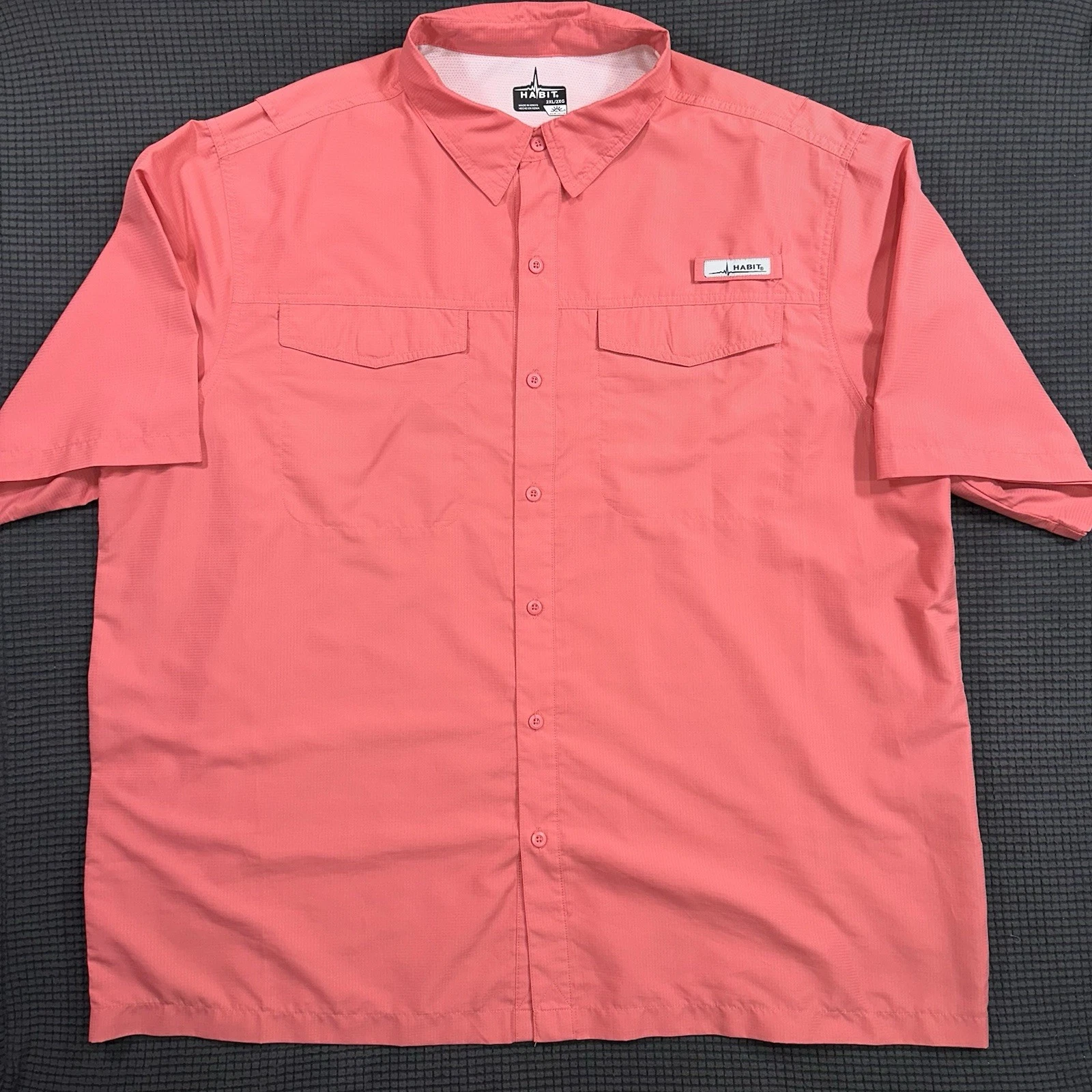 Habit Fishing Shirt Mens 2XL Coral Short Sleeve Solar Factor UPF 40
