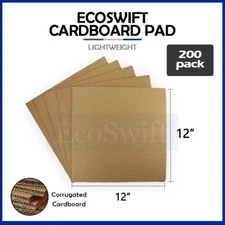 200 12 x 12 EcoSwift Corrugated Cardboard Pads Inserts Sheet 23 ECT 1/8" Thick