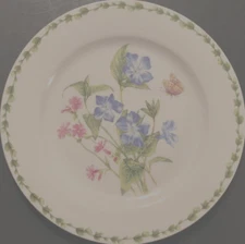 GRACIE Botanic Flower Butterfly White Floral Blue Green Retired Chop Plate 12"