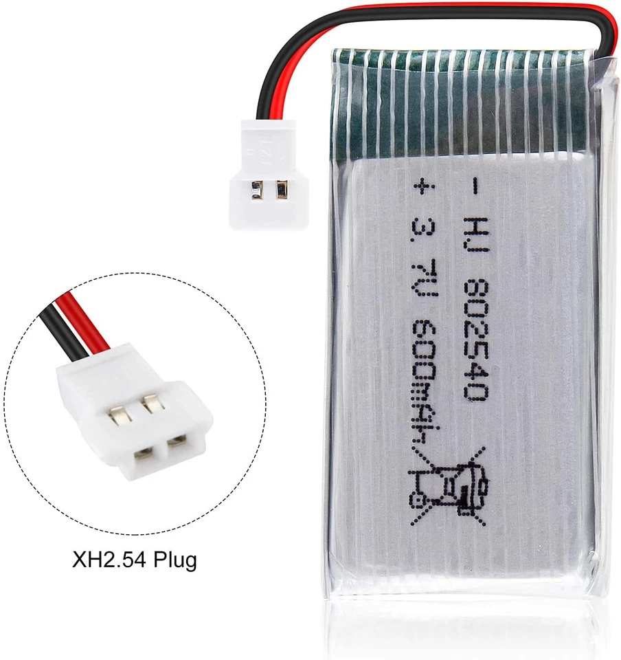 16x 600mAh 3,7V 1S 25C Lipo-akku XH2.54 Stecker mit USB Ladekabel für RC Drohne - Bild 4 von 4