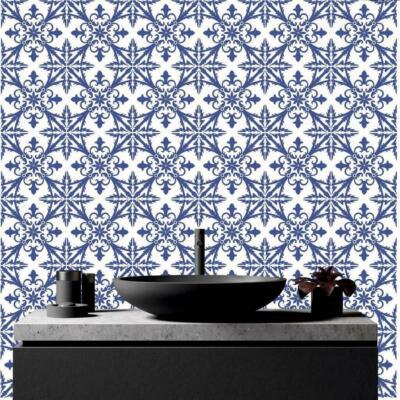 Traditionelle viktorianische Fliesentransfers Küche Sondergrößen blau 6''/4'' T7