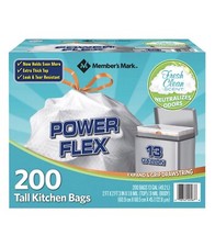 Member's Mark Power Flex Tall Kitchen Drawstring Trash Bags 13 Gallon, 200 ct. 
