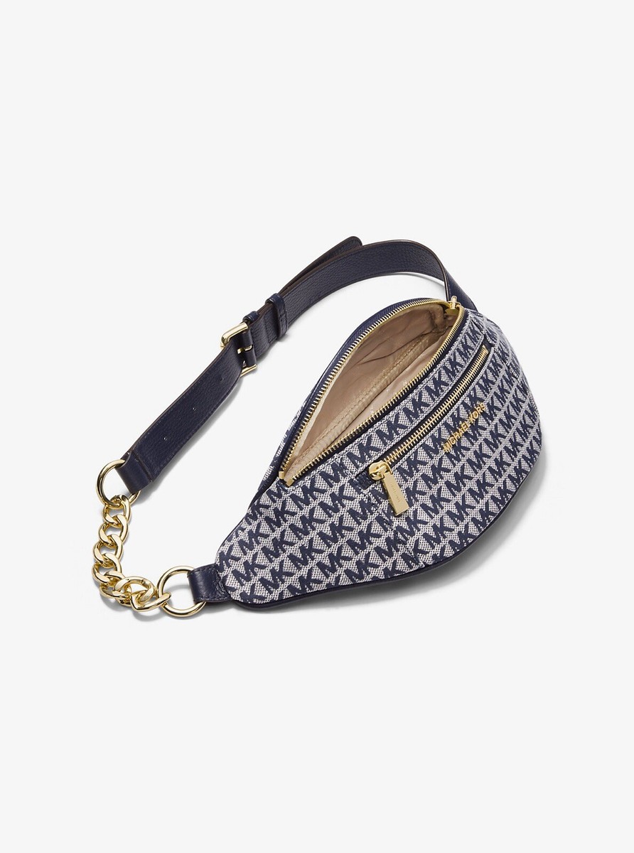 MICHAEL Michael Kors Mott Leather Logo Waistpack Fanny Pack Blue