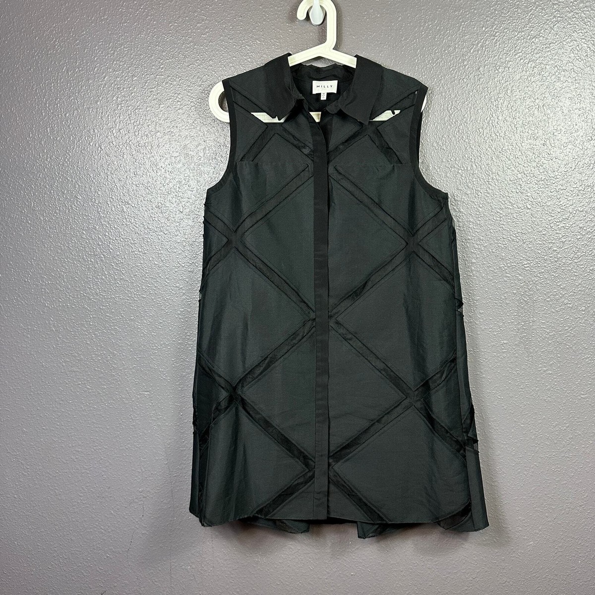 no様　新品未使用 タグ付き MILLY ミリードレス ブラック XS Milly Shirt Dress Size 10 Black Sleeveless Collar Cocktail