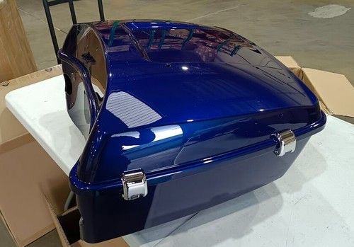 OS&D Advanblack Springfield Blue KING TOUR PACK TRUNK LUGGAGE FOR INDIAN CHIEF - Picture 12 of 22